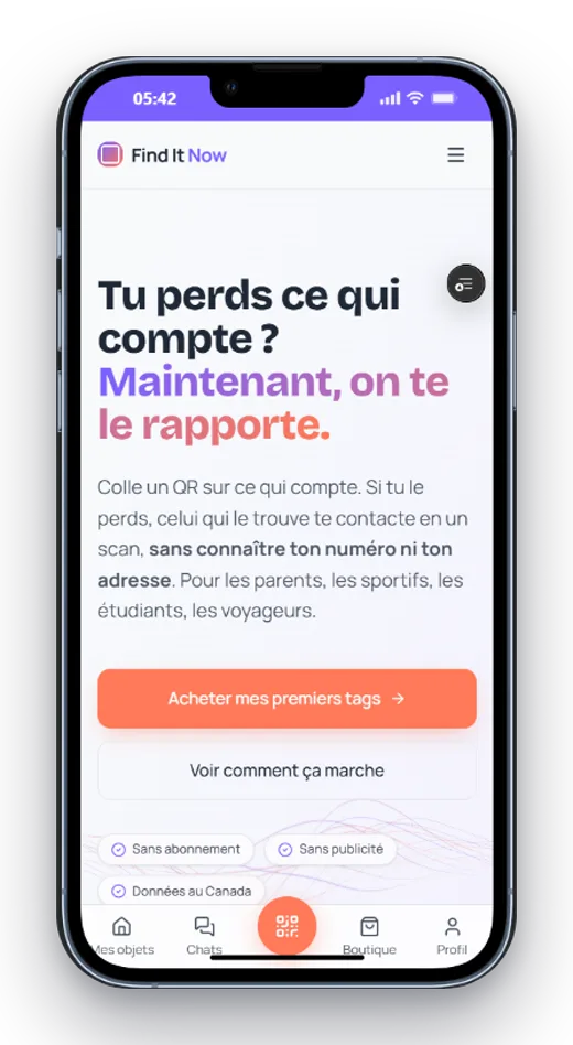 Find It Now sur téléphone